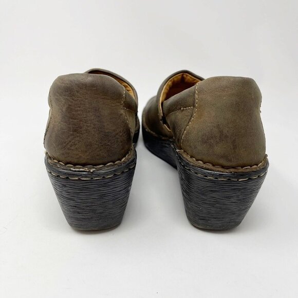 Born Brown Leather Clogs Women’s Size 7 Comfort Slip In Shoes - Picture 5 of 12